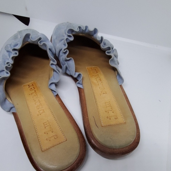 Jim Barnier ruffule blue suede sandals slides 8 - Picture 4 of 5